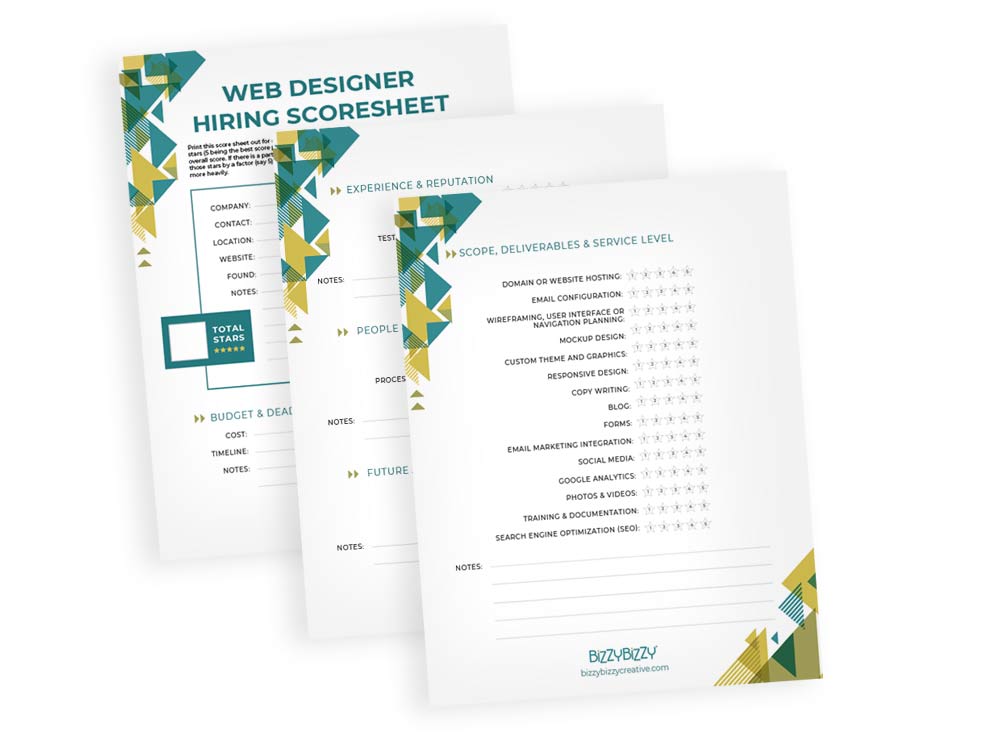 Hiring a web designers scoresheet downloadable worksheet