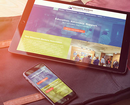 WBA custom WordPress web design screenshot on an ipad and phone