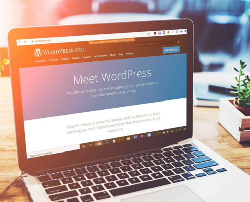 WordPress web design on laptop on desk