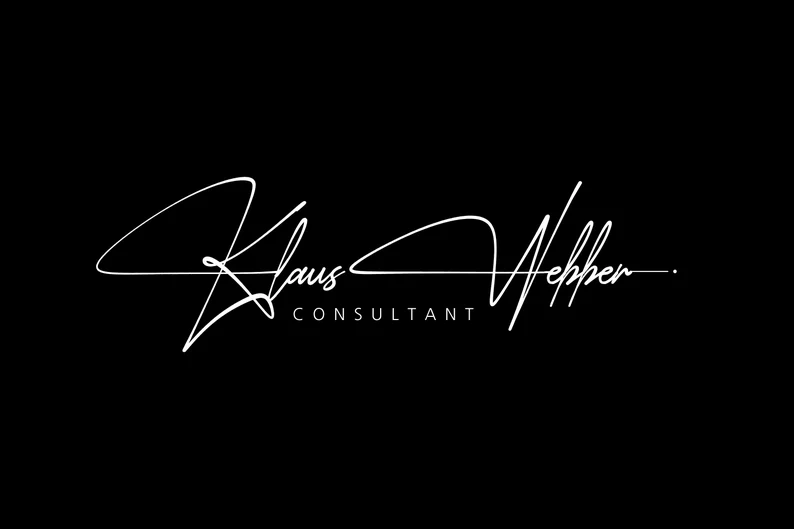 Difficult to read cursive font on a logo for a consultant