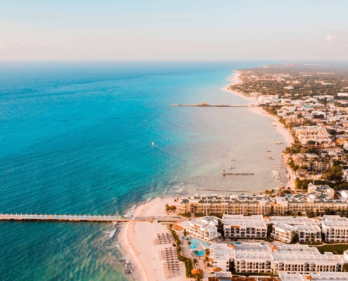 Aerial view of the Playa del Carmen coastline